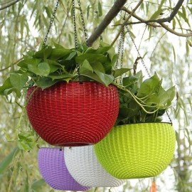 Round Home Garden Hanging Basket Planter For Indoor Outdoor Round Home Garden Hanging Basket Planter For Indoor Outdoor