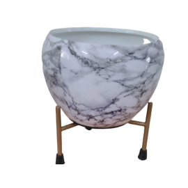 Designer Unique Metal Porcelain Pot With Stand For Succulent Plants