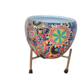 Designer Unique Metal Porcelain Pot With Stand For Succulent Plants