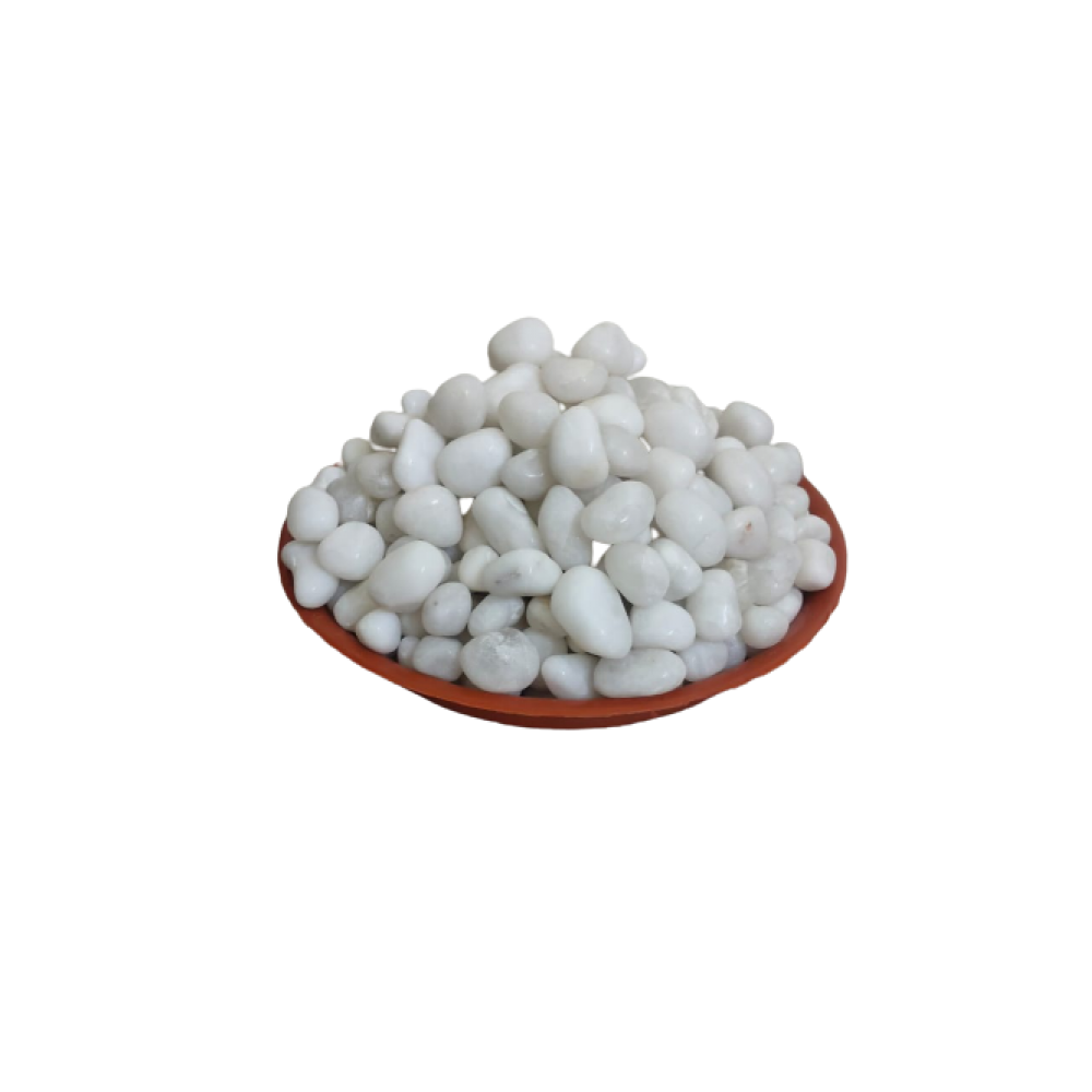 Polar White Polished Pebbles Landscape Stone River Stone For Home Garden - Assorted Size (1 KG)